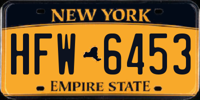 NY license plate HFW6453