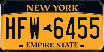 NY license plate HFW6455