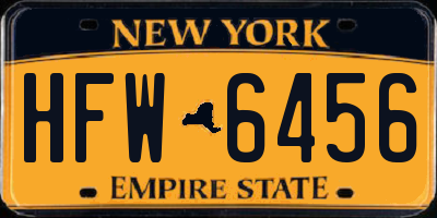 NY license plate HFW6456