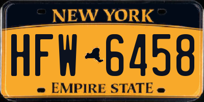 NY license plate HFW6458