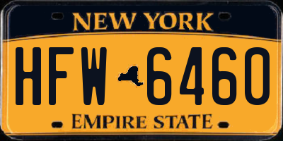 NY license plate HFW6460