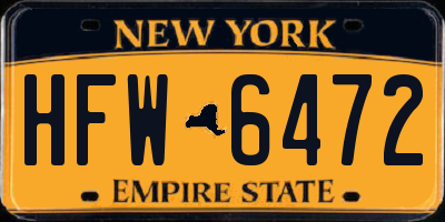 NY license plate HFW6472