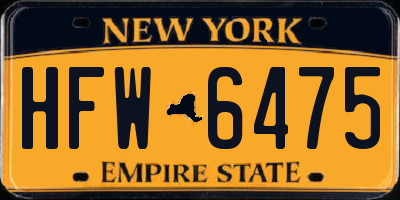 NY license plate HFW6475