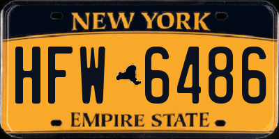 NY license plate HFW6486