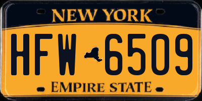 NY license plate HFW6509
