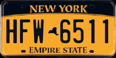 NY license plate HFW6511