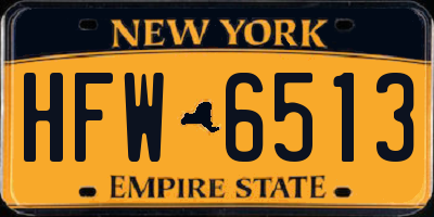 NY license plate HFW6513