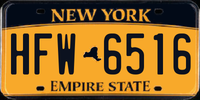 NY license plate HFW6516