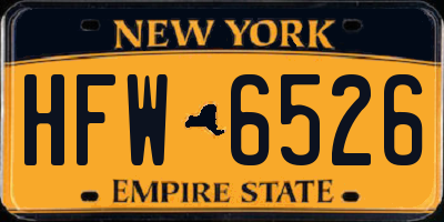 NY license plate HFW6526