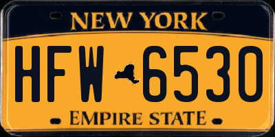 NY license plate HFW6530