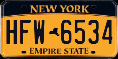 NY license plate HFW6534