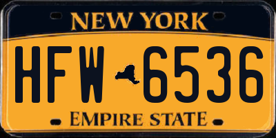 NY license plate HFW6536