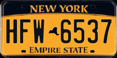 NY license plate HFW6537