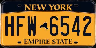 NY license plate HFW6542