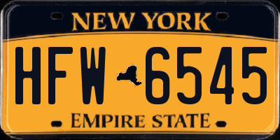 NY license plate HFW6545