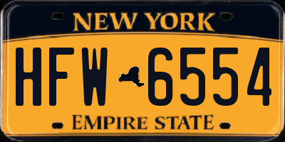NY license plate HFW6554