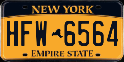 NY license plate HFW6564