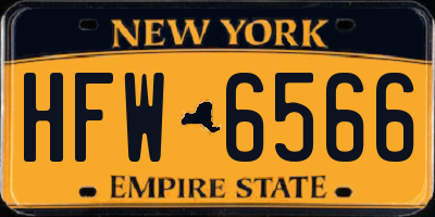 NY license plate HFW6566