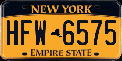 NY license plate HFW6575