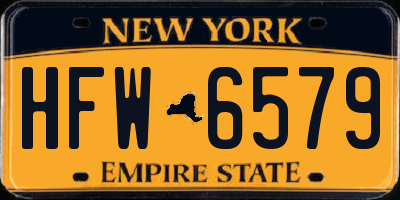 NY license plate HFW6579