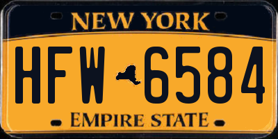 NY license plate HFW6584