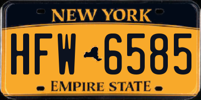 NY license plate HFW6585