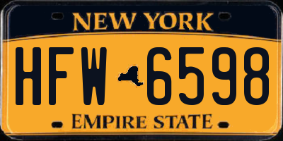 NY license plate HFW6598