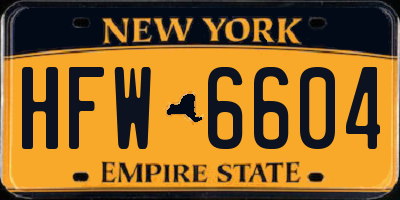NY license plate HFW6604