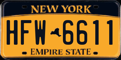 NY license plate HFW6611