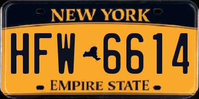 NY license plate HFW6614