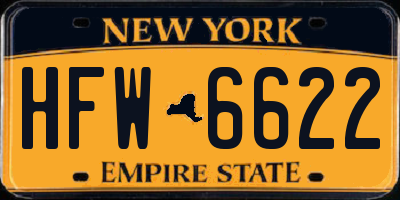 NY license plate HFW6622
