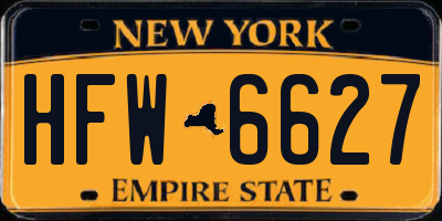 NY license plate HFW6627