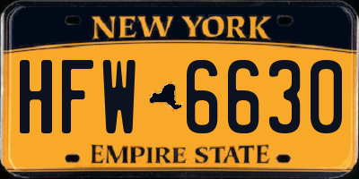NY license plate HFW6630