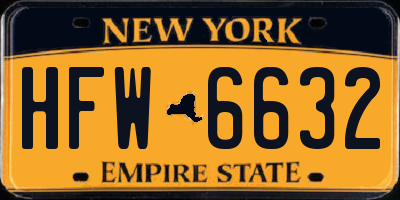 NY license plate HFW6632