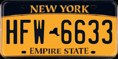 NY license plate HFW6633