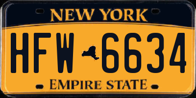NY license plate HFW6634