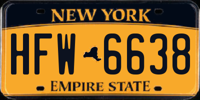 NY license plate HFW6638