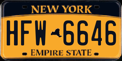 NY license plate HFW6646