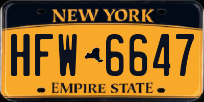 NY license plate HFW6647