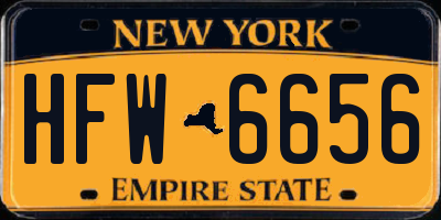 NY license plate HFW6656