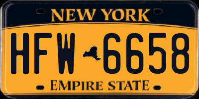 NY license plate HFW6658