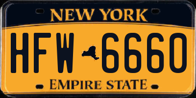 NY license plate HFW6660