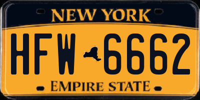 NY license plate HFW6662