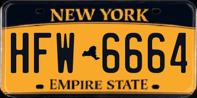 NY license plate HFW6664