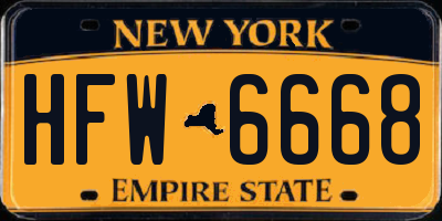 NY license plate HFW6668