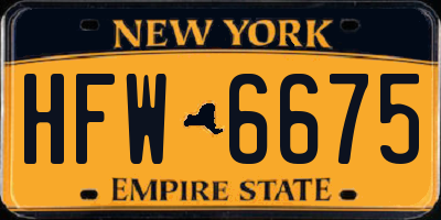 NY license plate HFW6675