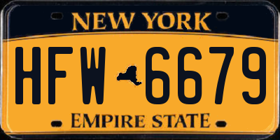 NY license plate HFW6679