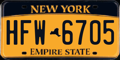 NY license plate HFW6705