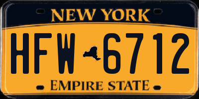 NY license plate HFW6712