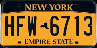 NY license plate HFW6713